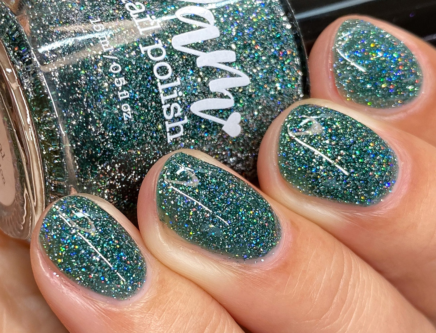 Eternal - Deep Green Reflective Glitter Nail Polish - Bitten Collection - Dam Nail Polish