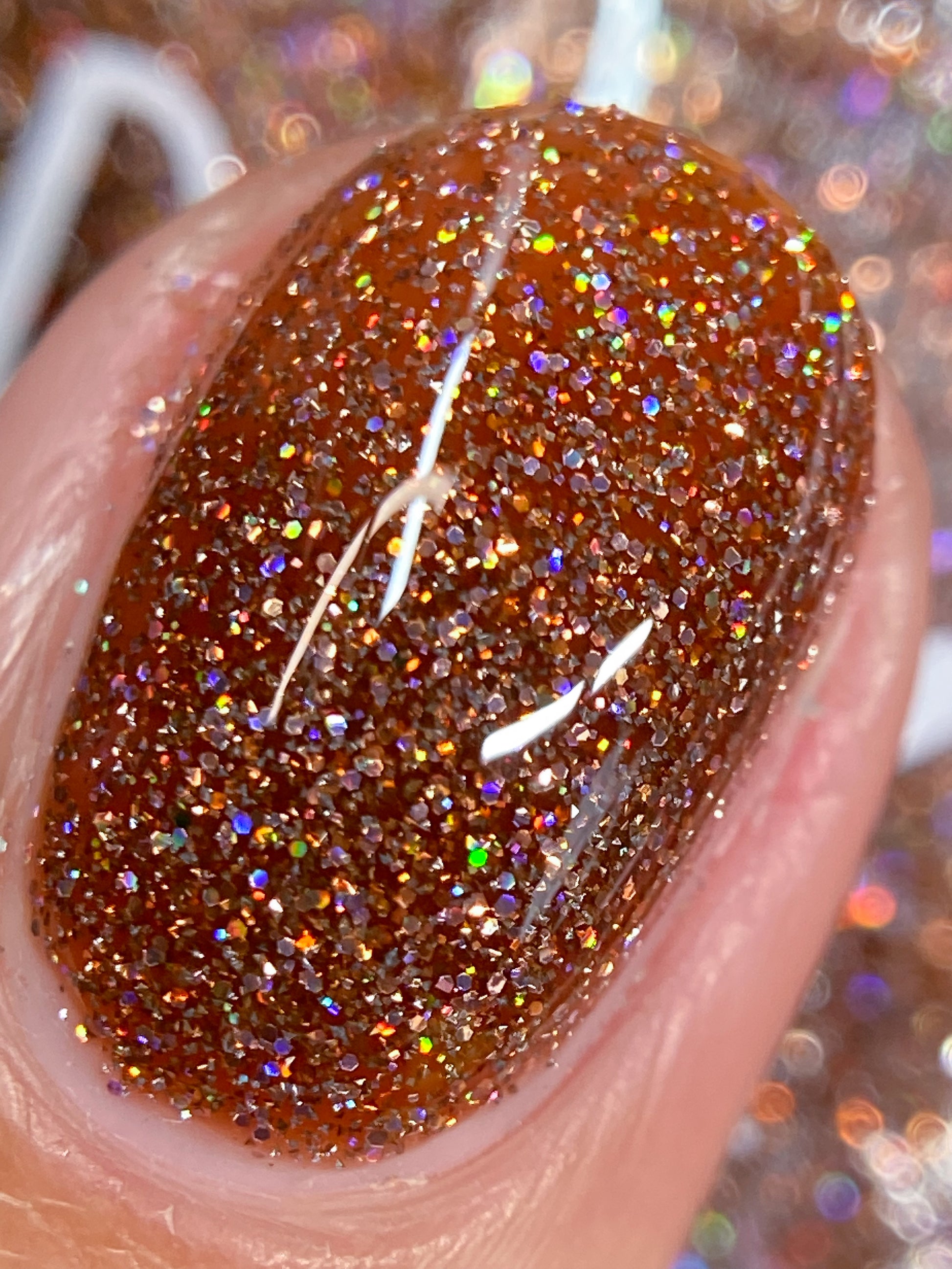 The Stakes Are Deadly - Burnt Orange Reflective Glitter Nail Polish - Bitten Collection - Dam Nail Polish