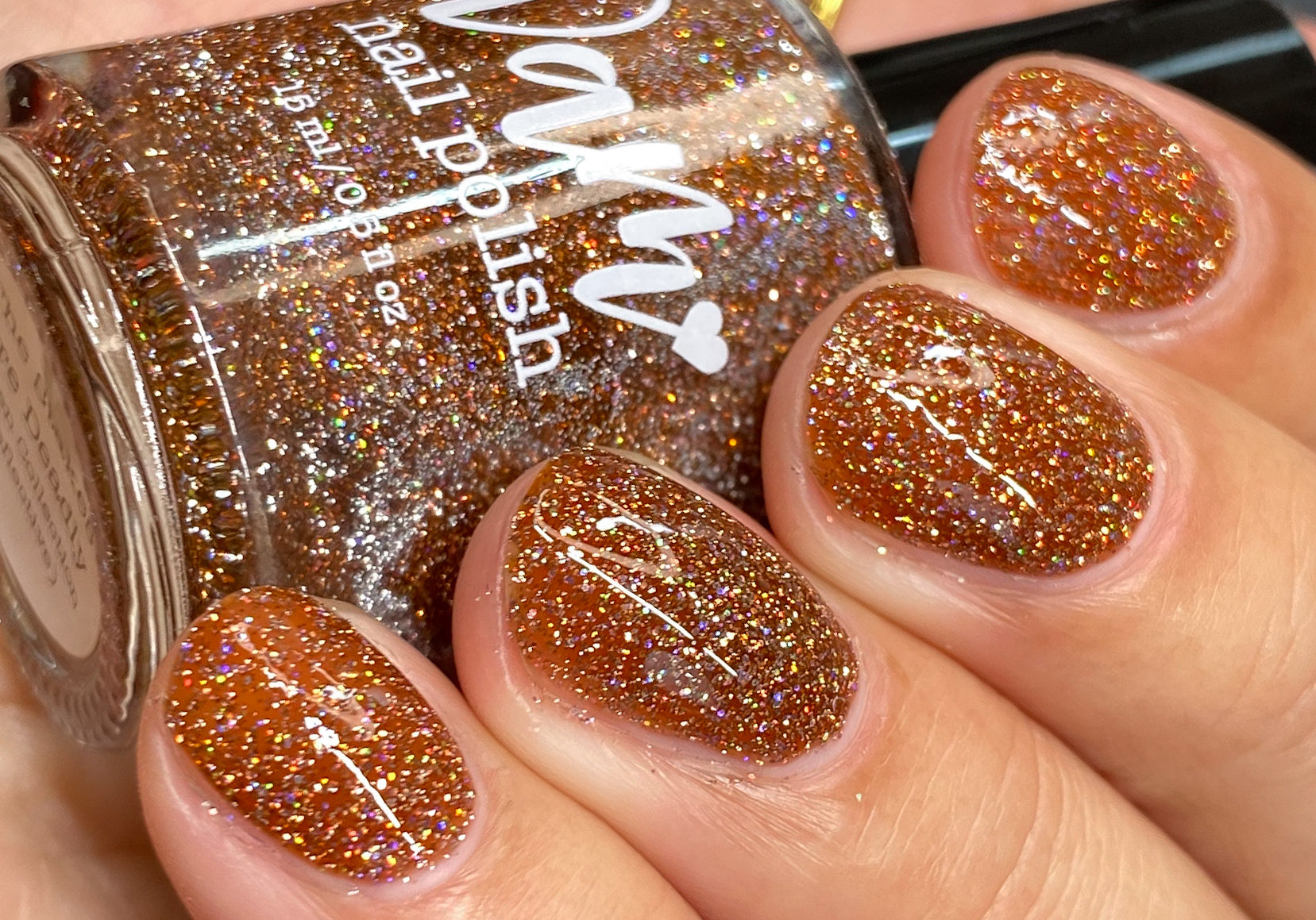The Stakes Are Deadly - Burnt Orange Reflective Glitter Nail Polish - Bitten Collection - Dam Nail Polish