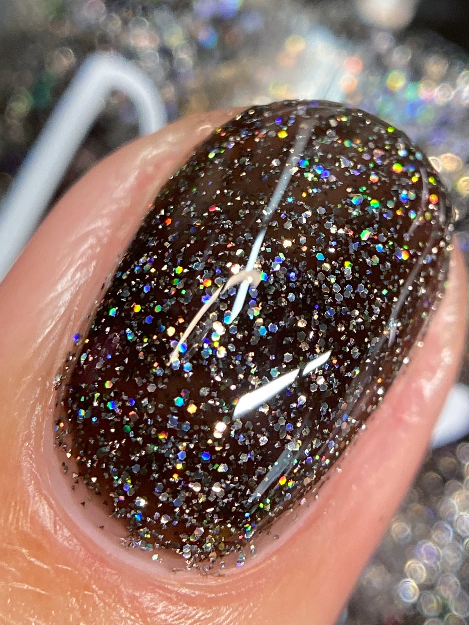 Shadow Dweller - Black Reflective Glitter Nail Polish - Bitten Collection - Dam Nail Polish