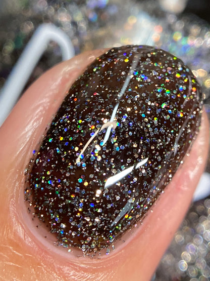 Shadow Dweller - Black Reflective Glitter Nail Polish - Bitten Collection - Dam Nail Polish