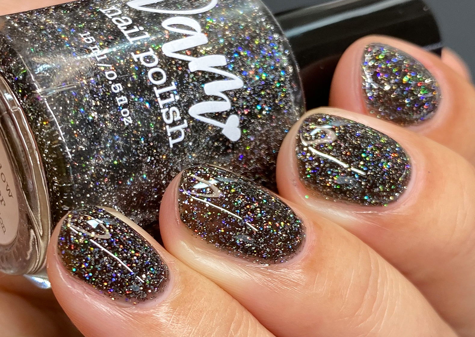 Shadow Dweller - Black Reflective Glitter Nail Polish - Bitten Collection - Dam Nail Polish