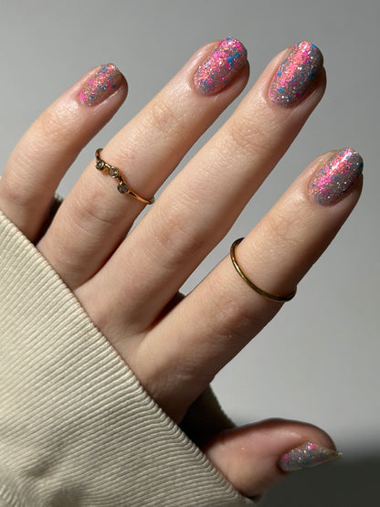 Squid Pro Quo - Pink Silver Nail Polish - Reflective Glitter Nail Polish - Squids Fly High Sibling