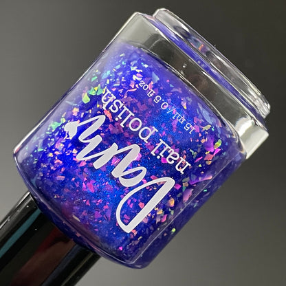 Merry February - Purple Flakie Nail Polish - Limited Edition Polished Jewel Society Facebook Group Custom
