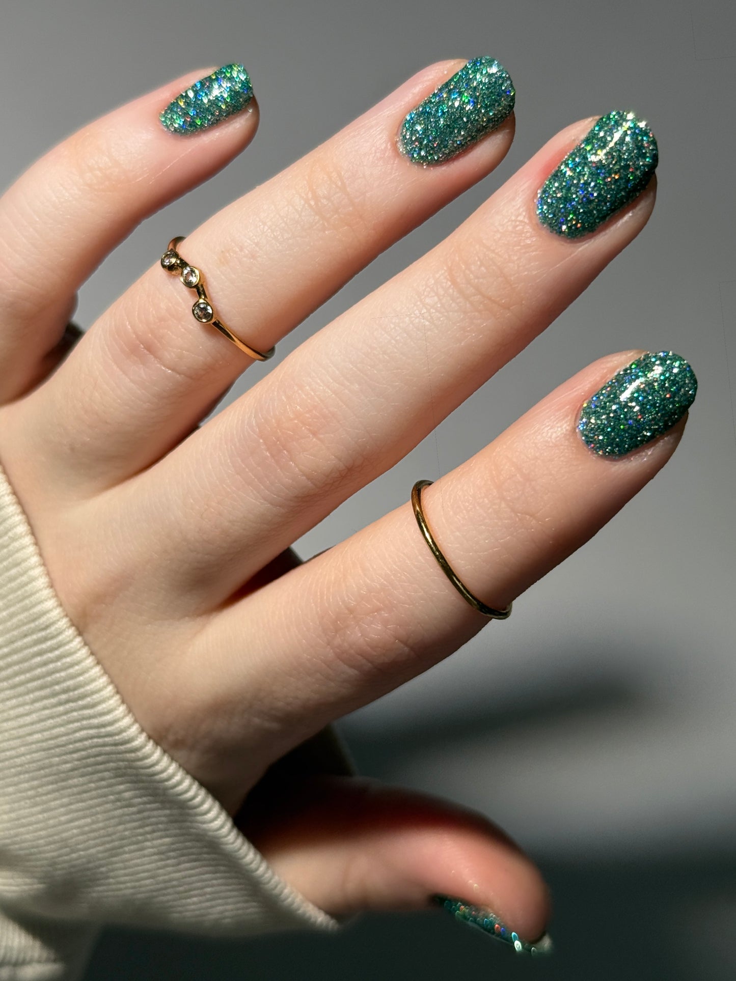 Undying Devotion - Green Nail Polish - Reflective Glitter Nail Polish - Bitten Collection