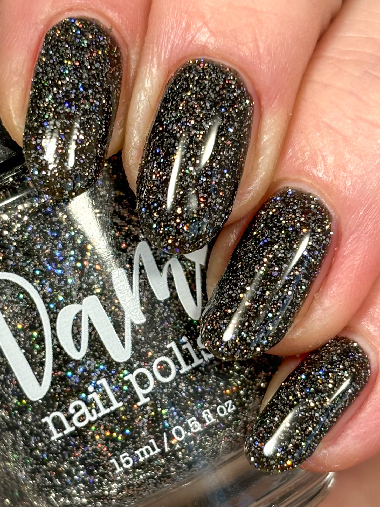 Shadow Dweller - Black Reflective Glitter Nail Polish - Bitten Collection - Dam Nail Polish