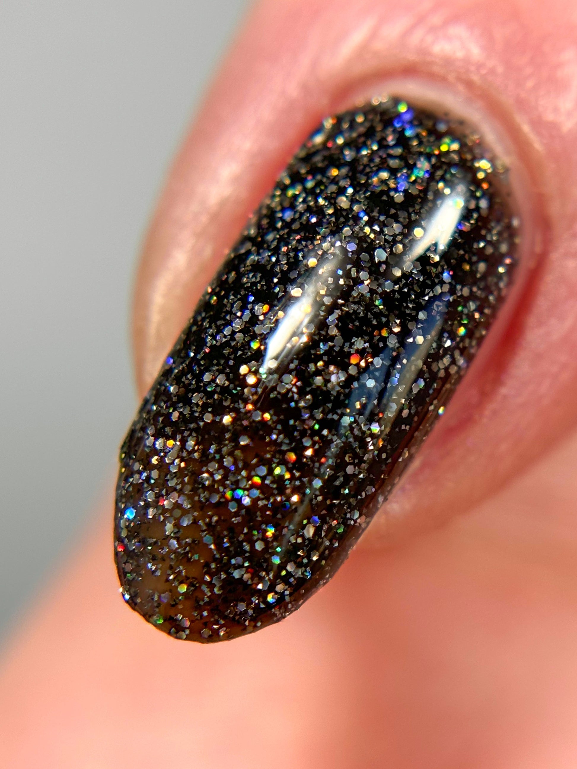 Shadow Dweller - Black Reflective Glitter Nail Polish - Bitten Collection - Dam Nail Polish