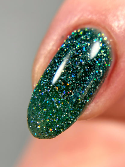Eternal - Deep Green Reflective Glitter Nail Polish - Bitten Collection - Dam Nail Polish
