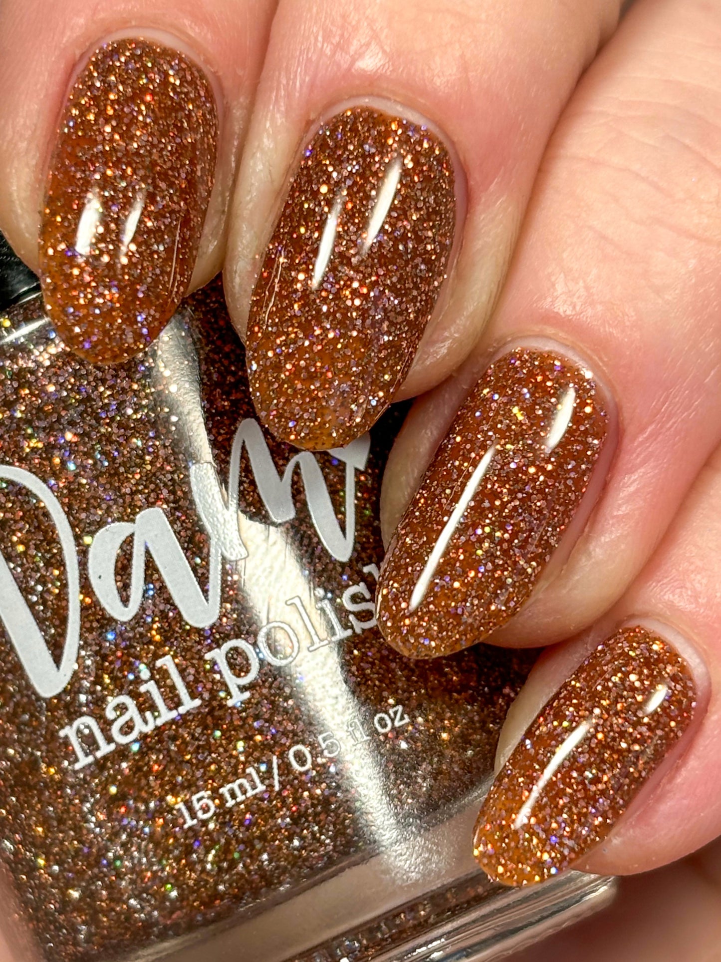 The Stakes Are Deadly - Burnt Orange Reflective Glitter Nail Polish - Bitten Collection - Dam Nail Polish