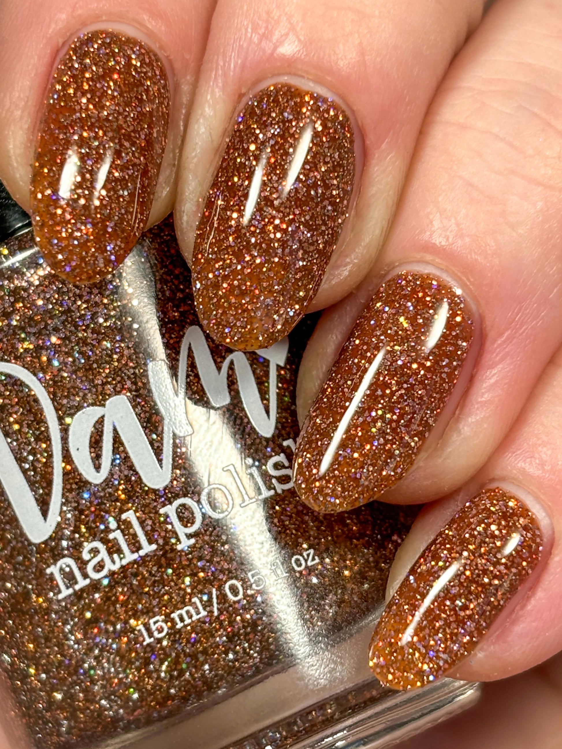 The Stakes Are Deadly - Burnt Orange Reflective Glitter Nail Polish - Bitten Collection - Dam Nail Polish