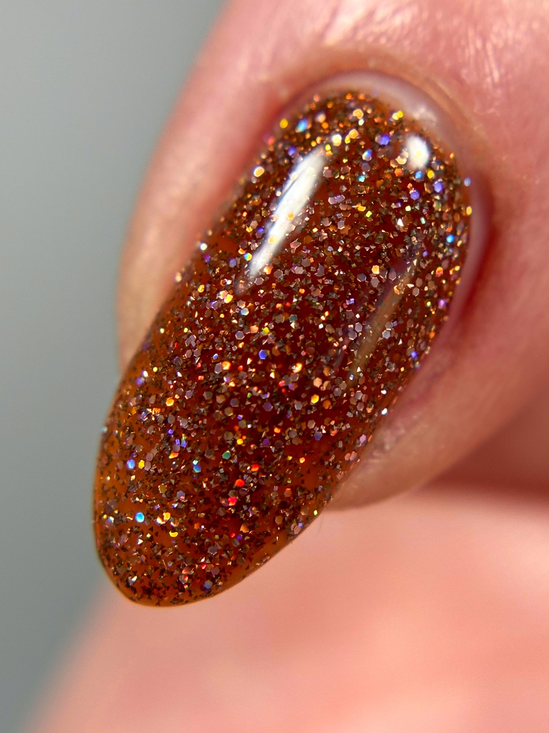 The Stakes Are Deadly - Burnt Orange Reflective Glitter Nail Polish - Bitten Collection - Dam Nail Polish