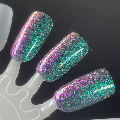 Permit to Hermit - Teal Flakie Nail Polish - Green Reflective Glitter - Home Sweet Home Trio
