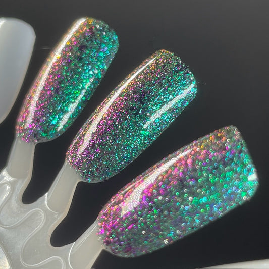 Permit to Hermit - Teal Flakie Nail Polish - Green Reflective Glitter - Home Sweet Home Trio - Dam Nail Polish