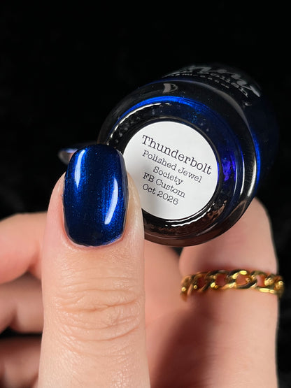COMING SOON 10/9: Thunderbolt - Black Nail Polish - Shimmer Nail Polish - Polished Jewel Society Facebook Group Exclusive 2026
