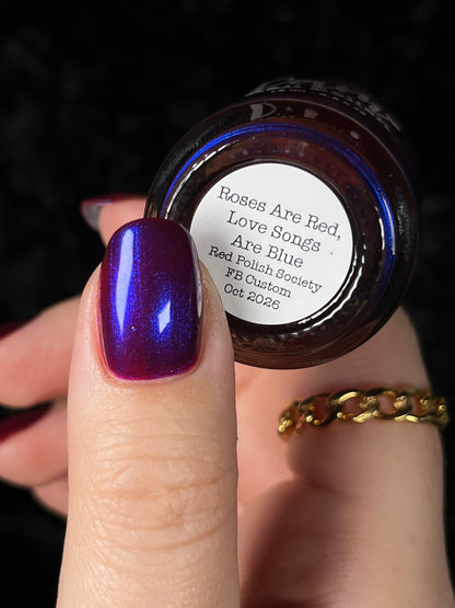 COMING SOON 10/9: Roses Are Red, Love Songs Are Blue - Red Nail Polish - Shimmer Nail Polish - Red Polish Society Facebook Group Exclusive 2026