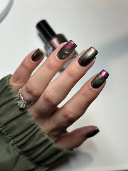 Omniverse Odyssey - Shifting Multichrome Magnetic Nail Polish - Shifts Pink, Bronze, and Green - Into the Multiverse Collection - Dam Nail Polish
