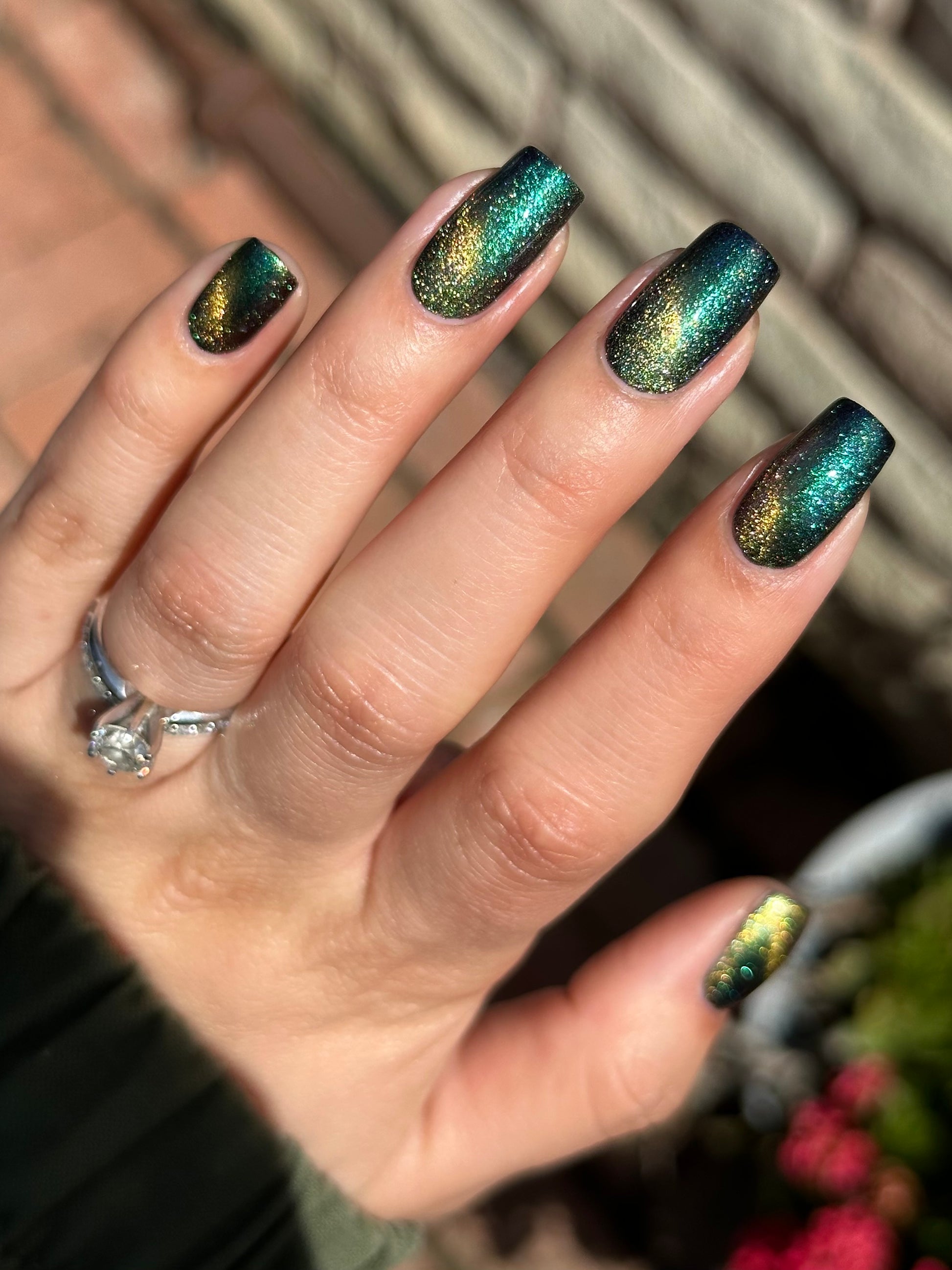 Alternate Adventure - Shifting Multichrome Magnetic Indie Nail Polish - Shifts Green, Blue, and Purple - Into the Multiverse Collection - Dam Nail Polish