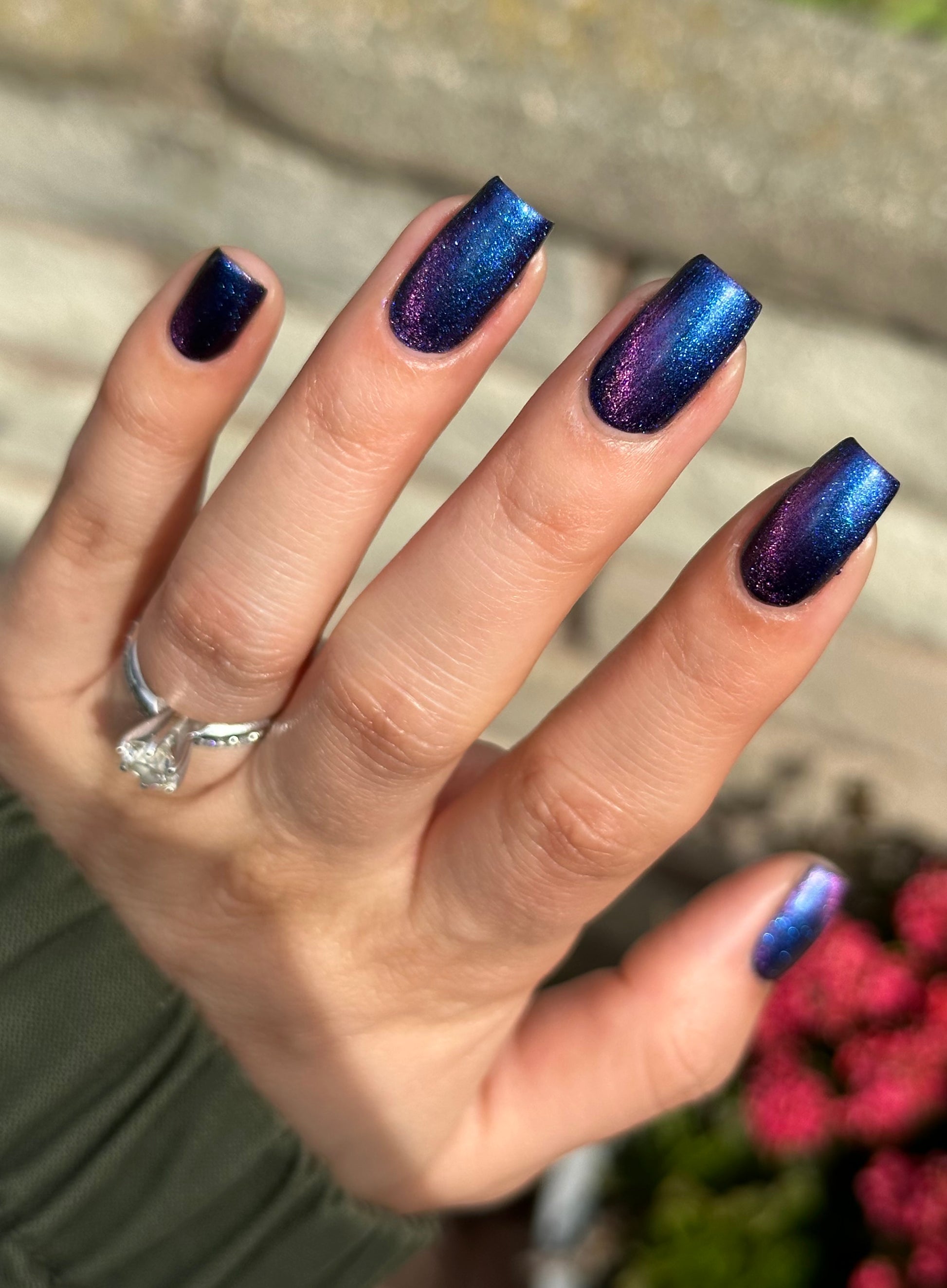 Quantum Quest - Shifting Multichrome Magnetic Nail Polish - Shifts Blue and Purple - Into the Multiverse Collection - Dam Nail Polish