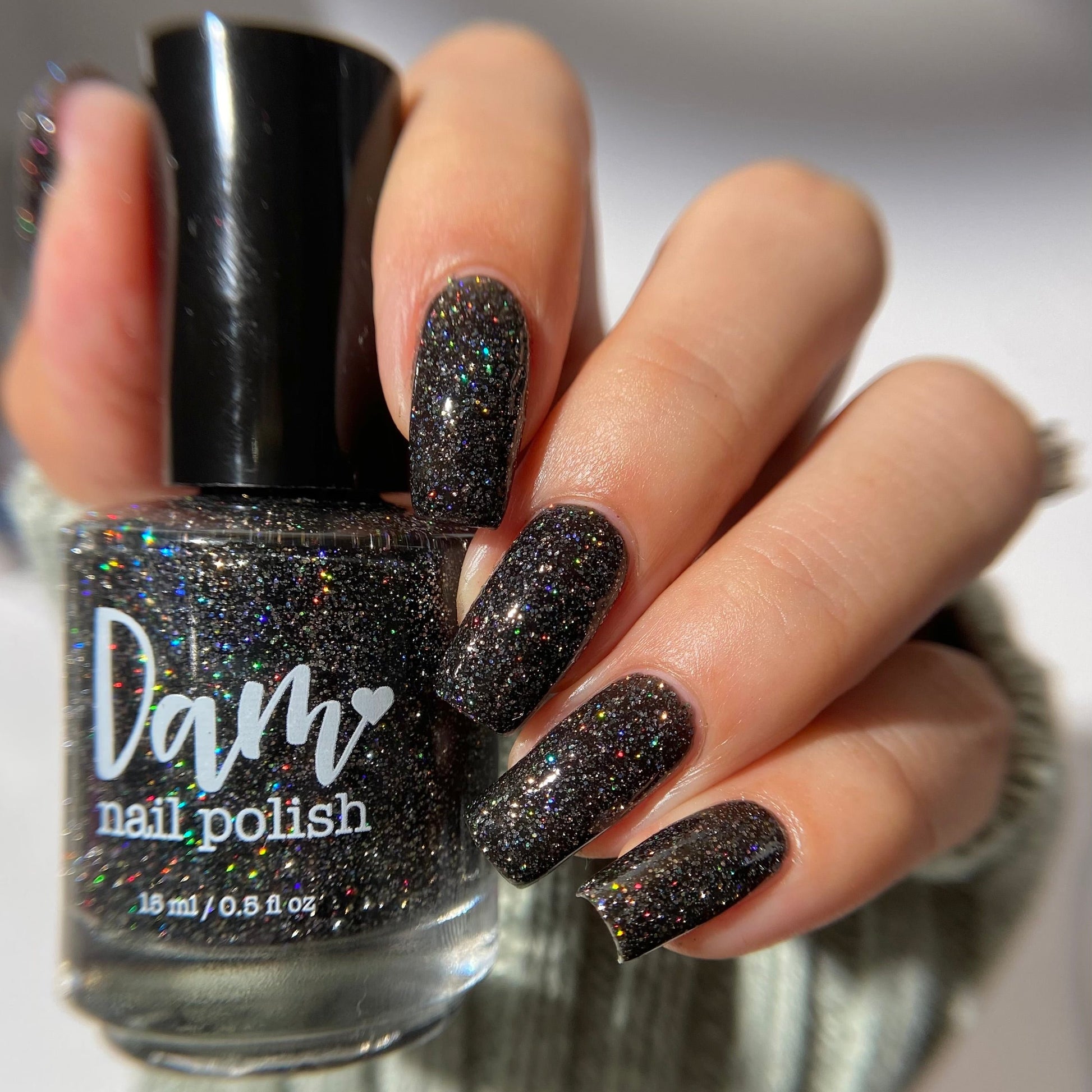 Shadow Dweller - Black Reflective Glitter Nail Polish - Bitten Collection - Dam Nail Polish