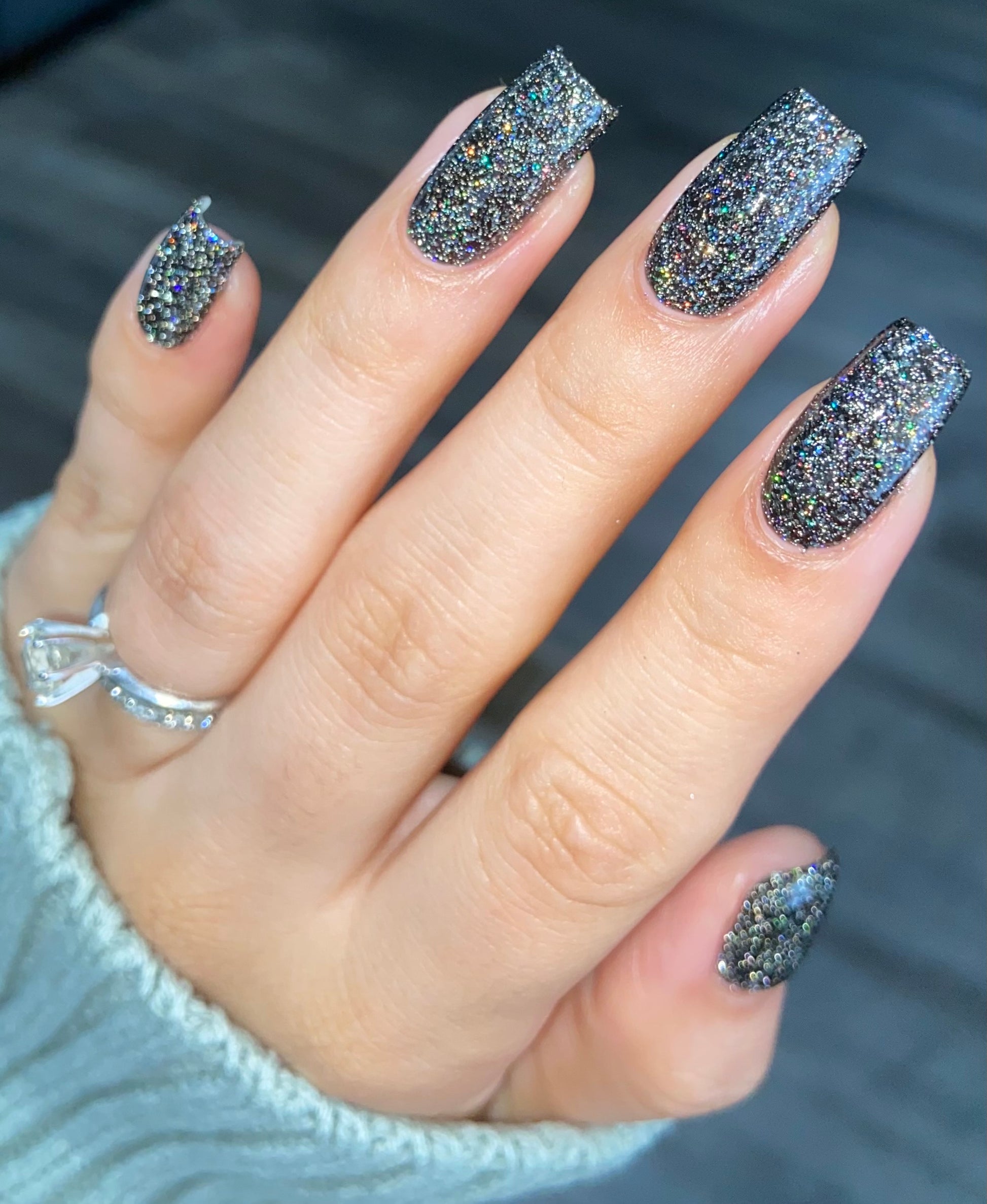 Shadow Dweller - Black Reflective Glitter Nail Polish - Bitten Collection - Dam Nail Polish