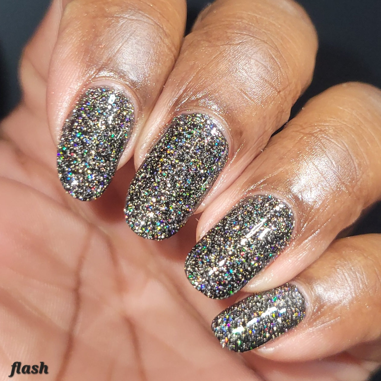 Shadow Dweller - Black Reflective Glitter Nail Polish - Bitten Collection - Dam Nail Polish
