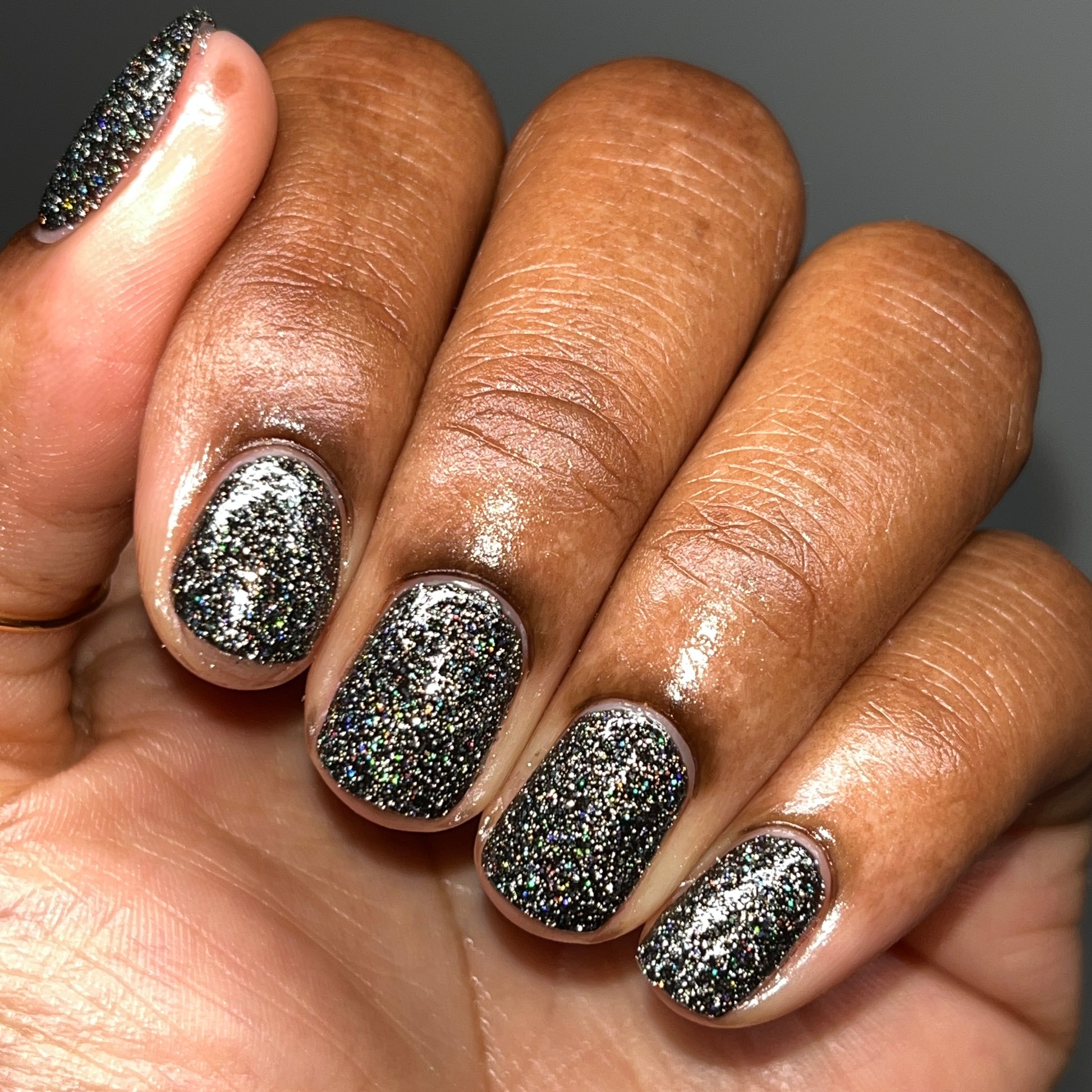 Shadow Dweller - Black Reflective Glitter Nail Polish - Bitten Collection - Dam Nail Polish