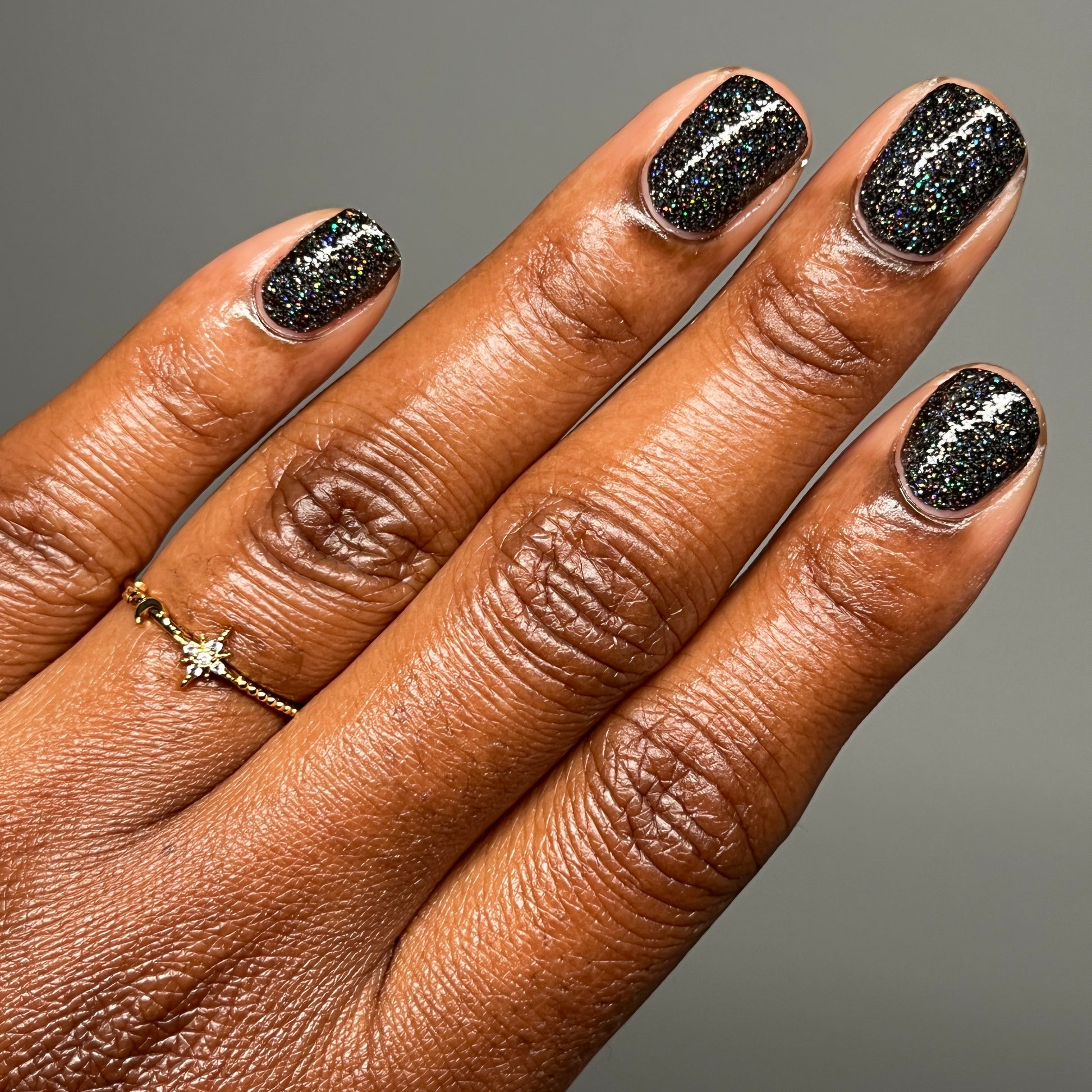 Shadow Dweller - Black Reflective Glitter Nail Polish - Bitten Collection - Dam Nail Polish