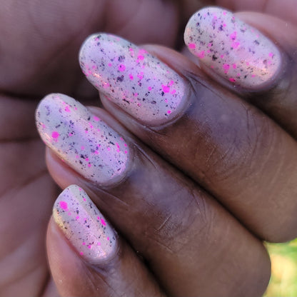 Shimmer Storm - White Crelly - Pink Glitter Nail Polish - Stormy Siblings Collection