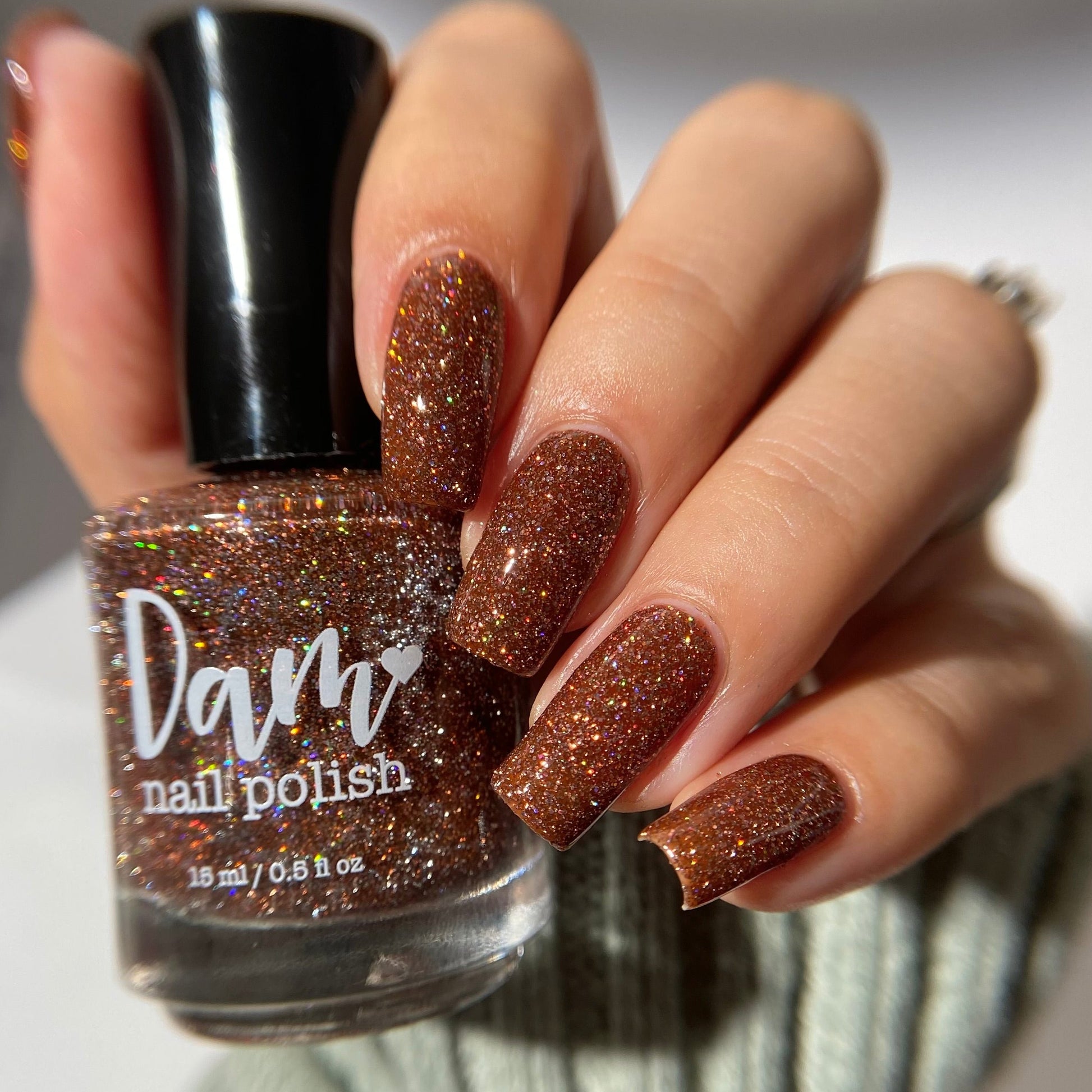 The Stakes Are Deadly - Burnt Orange Reflective Glitter Nail Polish - Bitten Collection - Dam Nail Polish
