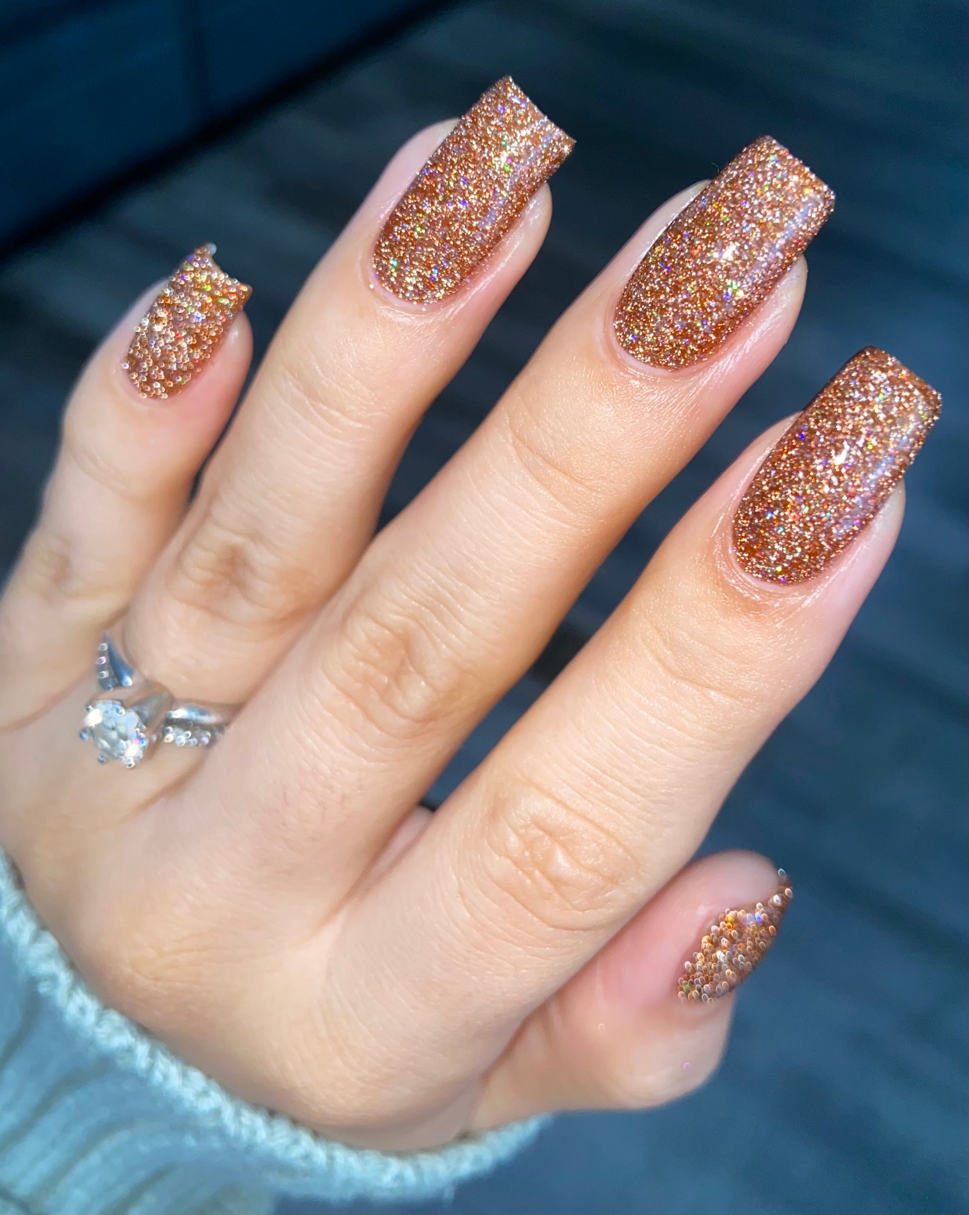 The Stakes Are Deadly - Burnt Orange Reflective Glitter Nail Polish - Bitten Collection - Dam Nail Polish