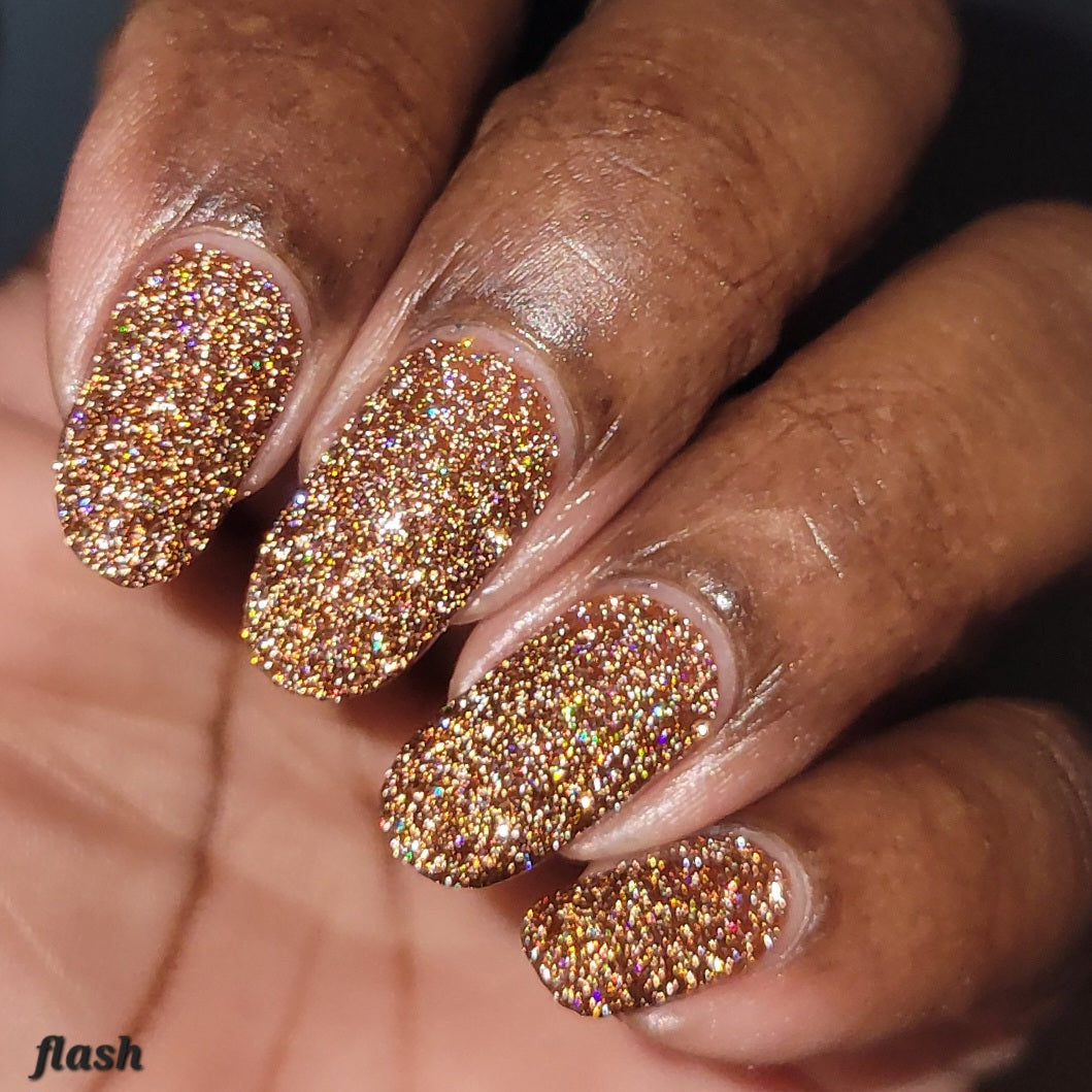 The Stakes Are Deadly - Burnt Orange Reflective Glitter Nail Polish - Bitten Collection - Dam Nail Polish