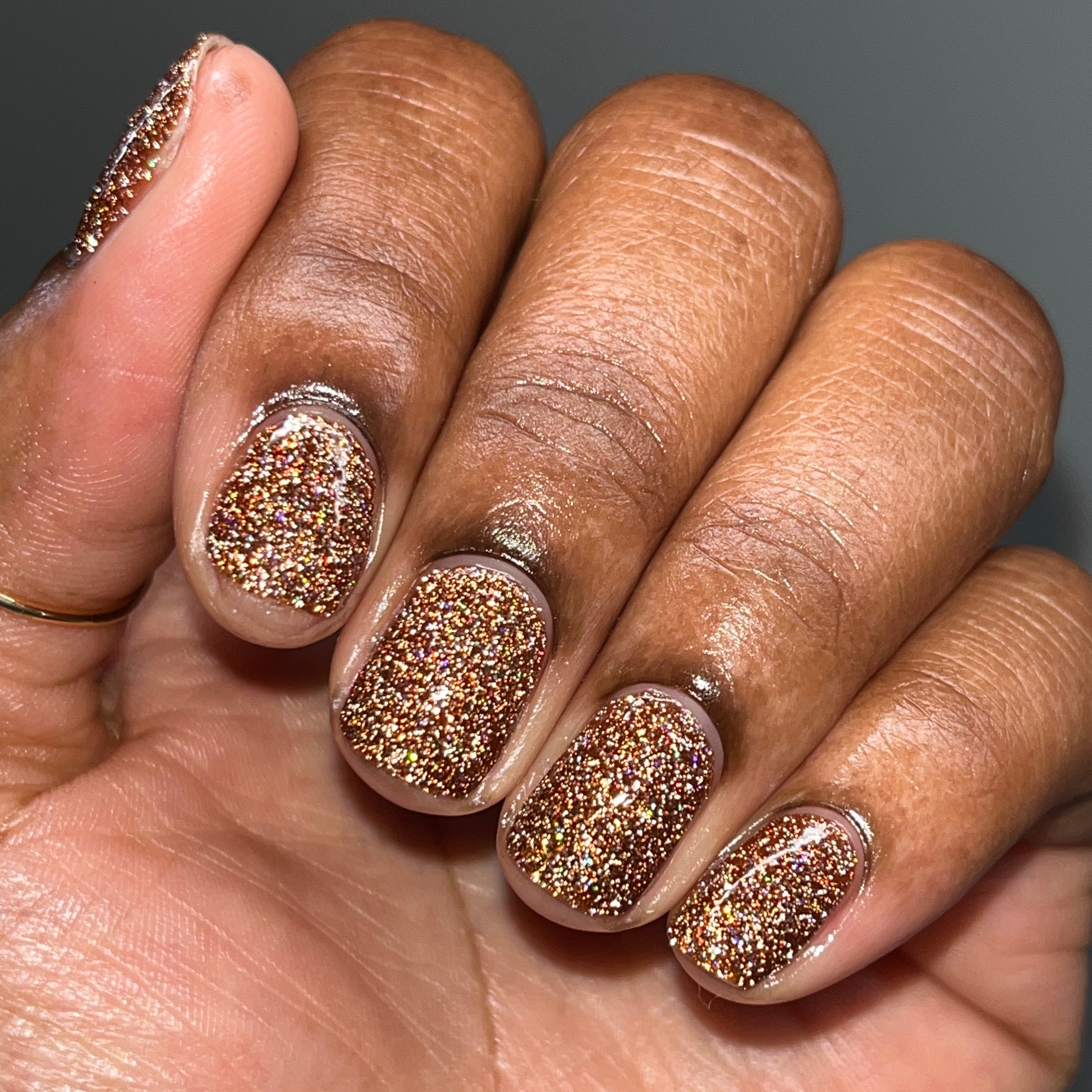 The Stakes Are Deadly - Burnt Orange Reflective Glitter Nail Polish - Bitten Collection - Dam Nail Polish