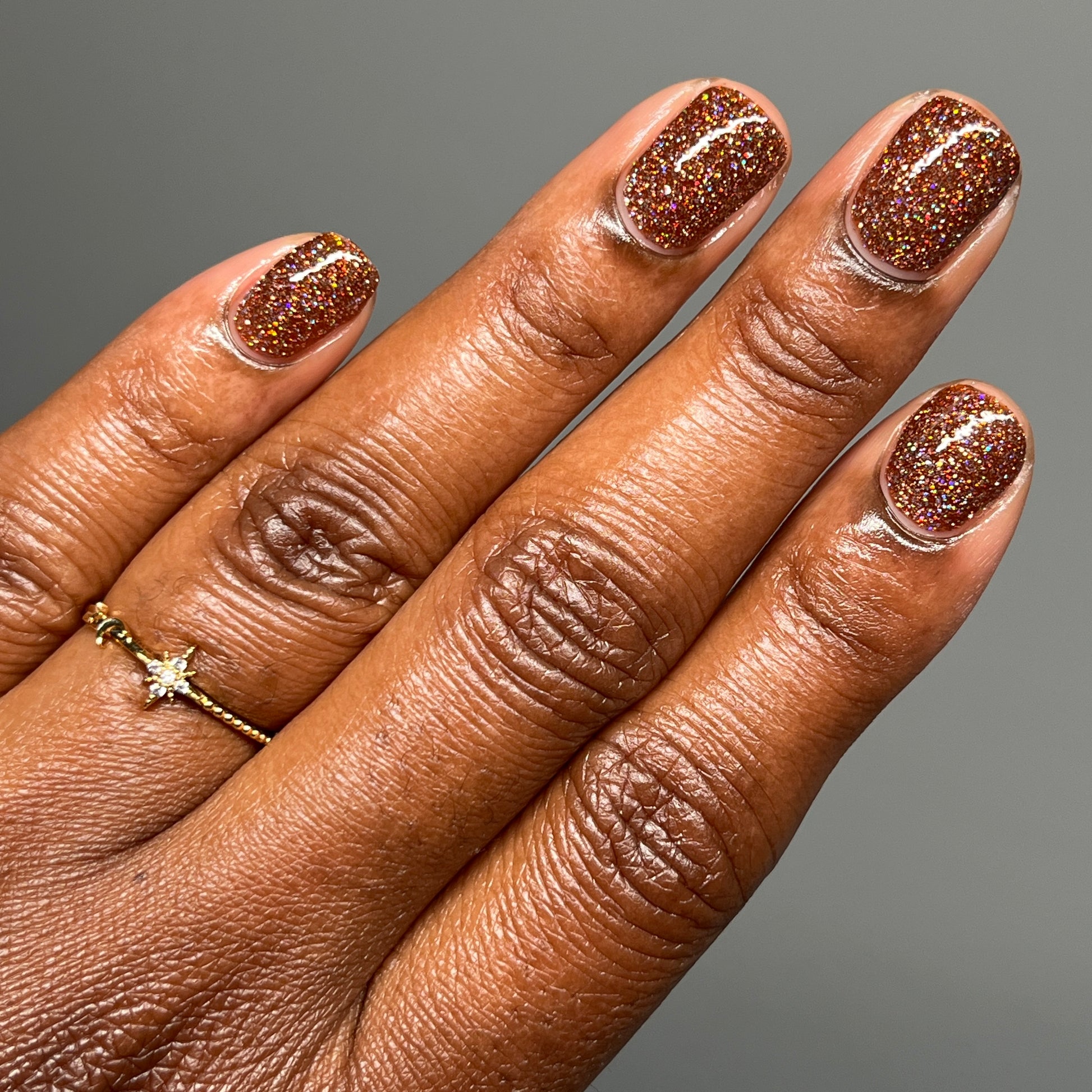 The Stakes Are Deadly - Burnt Orange Reflective Glitter Nail Polish - Bitten Collection - Dam Nail Polish