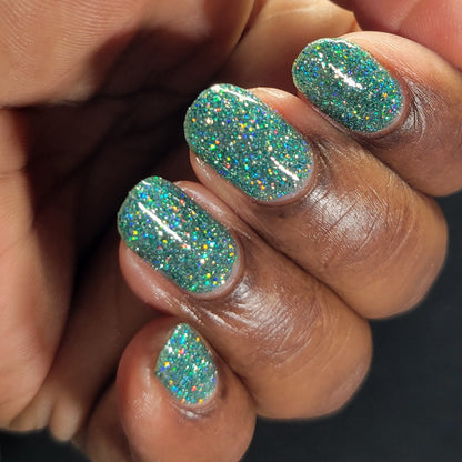 Undying Devotion - Green Nail Polish - Reflective Glitter Nail Polish - Bitten Collection