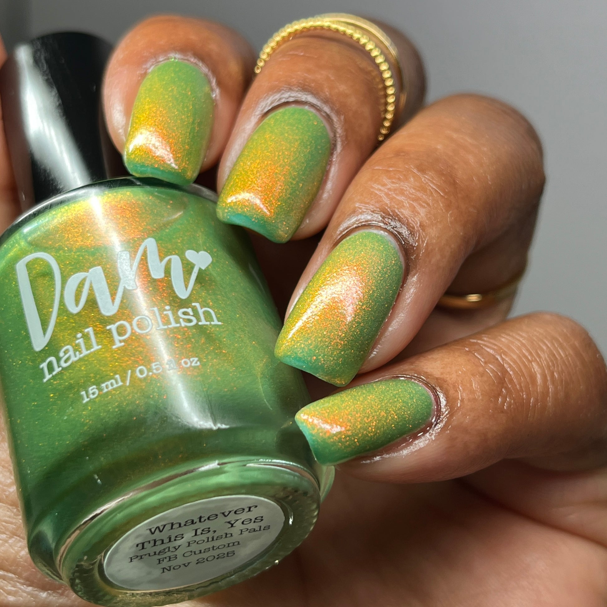 Whatever This Is, Yes. - Green Shimmer Nail Polish - Glow in the Dark Nail Polish - Prugly Polish Pals Facebook Group Custom 2025 - Dam Nail Polish