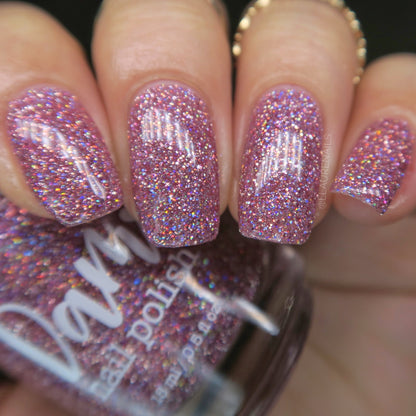 Bite Me Sparkle Fangs - Pink Reflective Glitter Nail Polish - Limited Edition Falloween Polish Lovers Facebook Group Custom