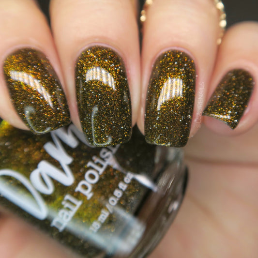 Champagne Sparkle - Black Reflective Glitter Nail Polish - Nostalgia Trends Custom - 1920s Fashion Themed - Dam Nail Polish