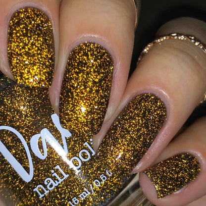 Champagne Sparkle - Black Reflective Glitter Nail Polish - Nostalgia Trends Custom - 1920s Fashion Themed - Dam Nail Polish