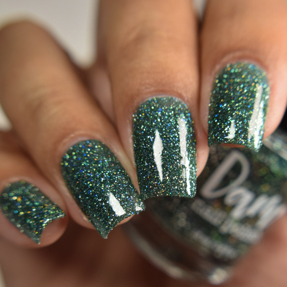 Eternal - Deep Green Reflective Glitter Nail Polish - Bitten Collection - Dam Nail Polish