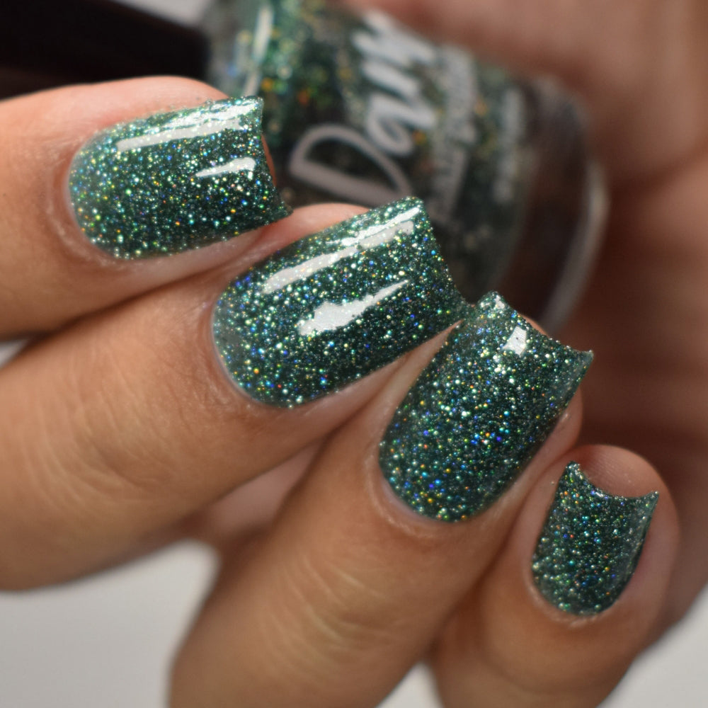 Eternal - Deep Green Reflective Glitter Nail Polish - Bitten Collection - Dam Nail Polish