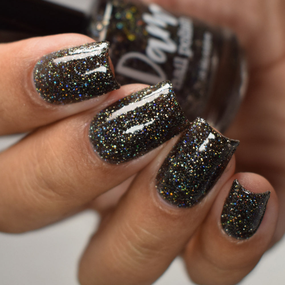 Shadow Dweller - Black Reflective Glitter Nail Polish - Bitten Collection - Dam Nail Polish