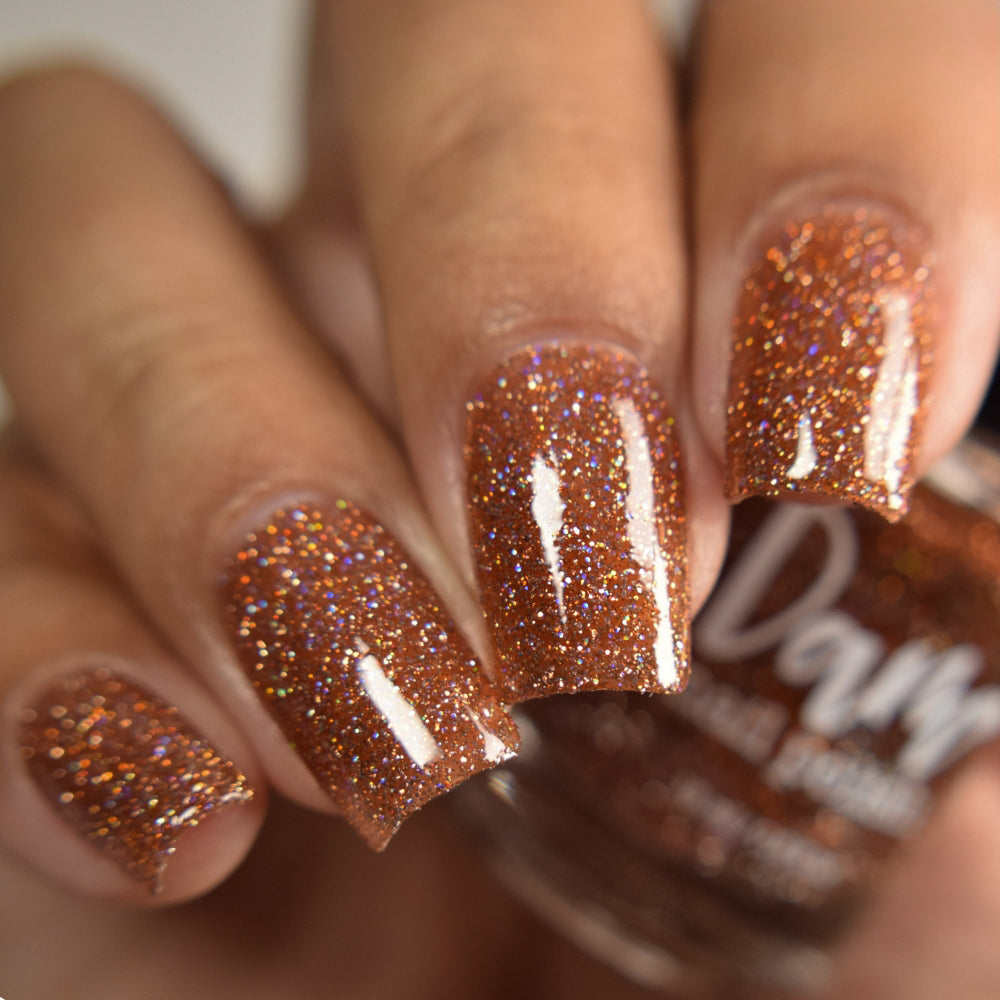 The Stakes Are Deadly - Burnt Orange Reflective Glitter Nail Polish - Bitten Collection - Dam Nail Polish
