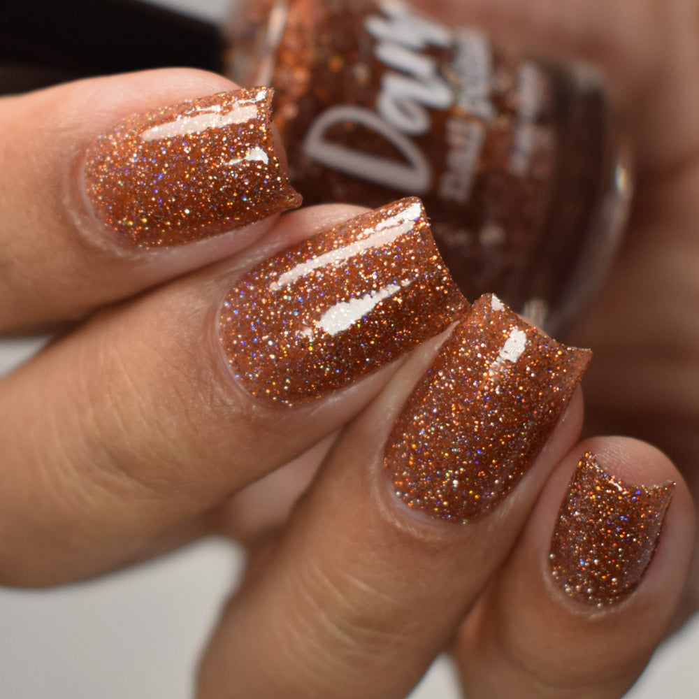 The Stakes Are Deadly - Burnt Orange Reflective Glitter Nail Polish - Bitten Collection - Dam Nail Polish
