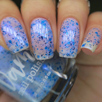 Flashing Flood - White Crelly - Neon Blue Glitter Nail Polish - Shimmer Nail Polish - Stormy Siblings Collection