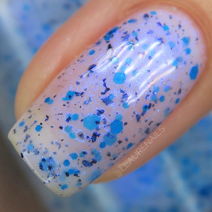 Flashing Flood - White Crelly - Neon Blue Glitter Nail Polish - Shimmer Nail Polish - Stormy Siblings Collection