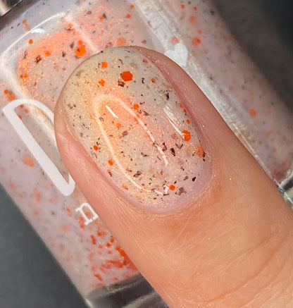 Glistening Gale - White Crelly - Orange Glitter Nail Polish - Shimmer Nail Polish - Stormy Siblings Collection - Dam Nail Polish