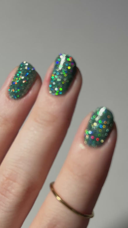Undying Devotion - Green Nail Polish - Reflective Glitter Nail Polish - Bitten Collection