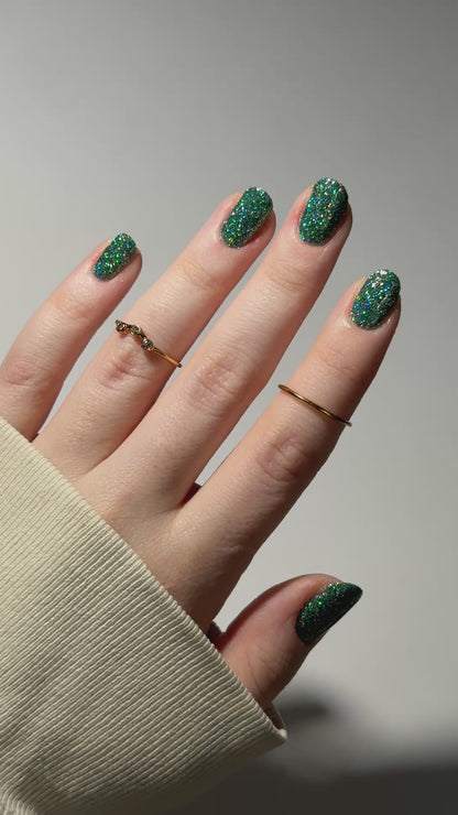 Undying Devotion - Green Nail Polish - Reflective Glitter Nail Polish - Bitten Collection