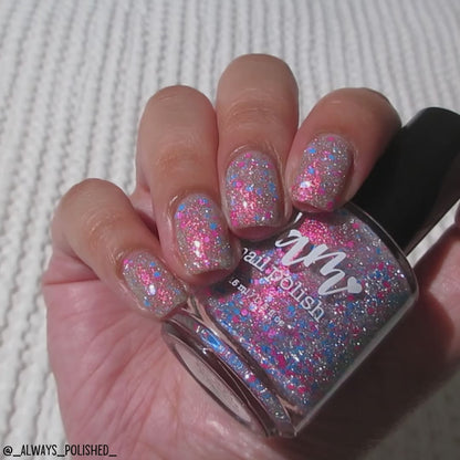 Squid Pro Quo - Pink Silver Nail Polish - Reflective Glitter Nail Polish - Squids Fly High Sibling