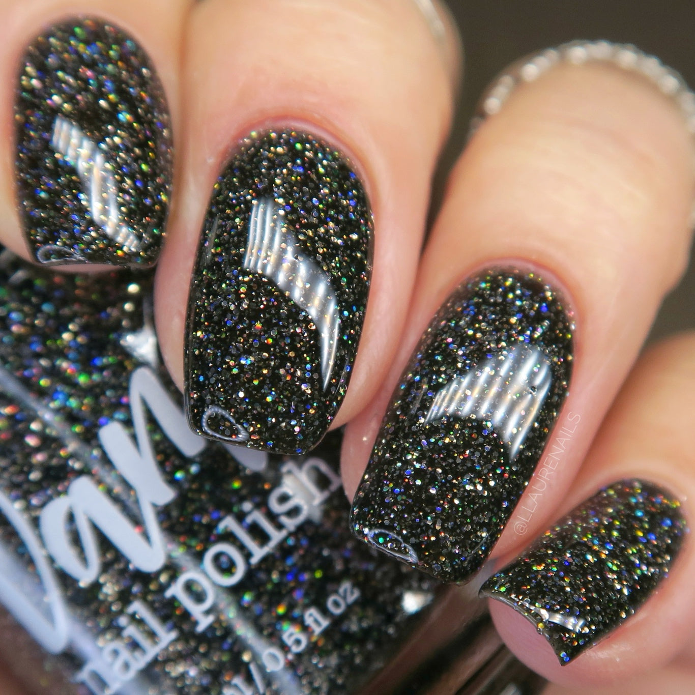 Shadow Dweller - Black Reflective Glitter Nail Polish - Bitten Collection - Dam Nail Polish